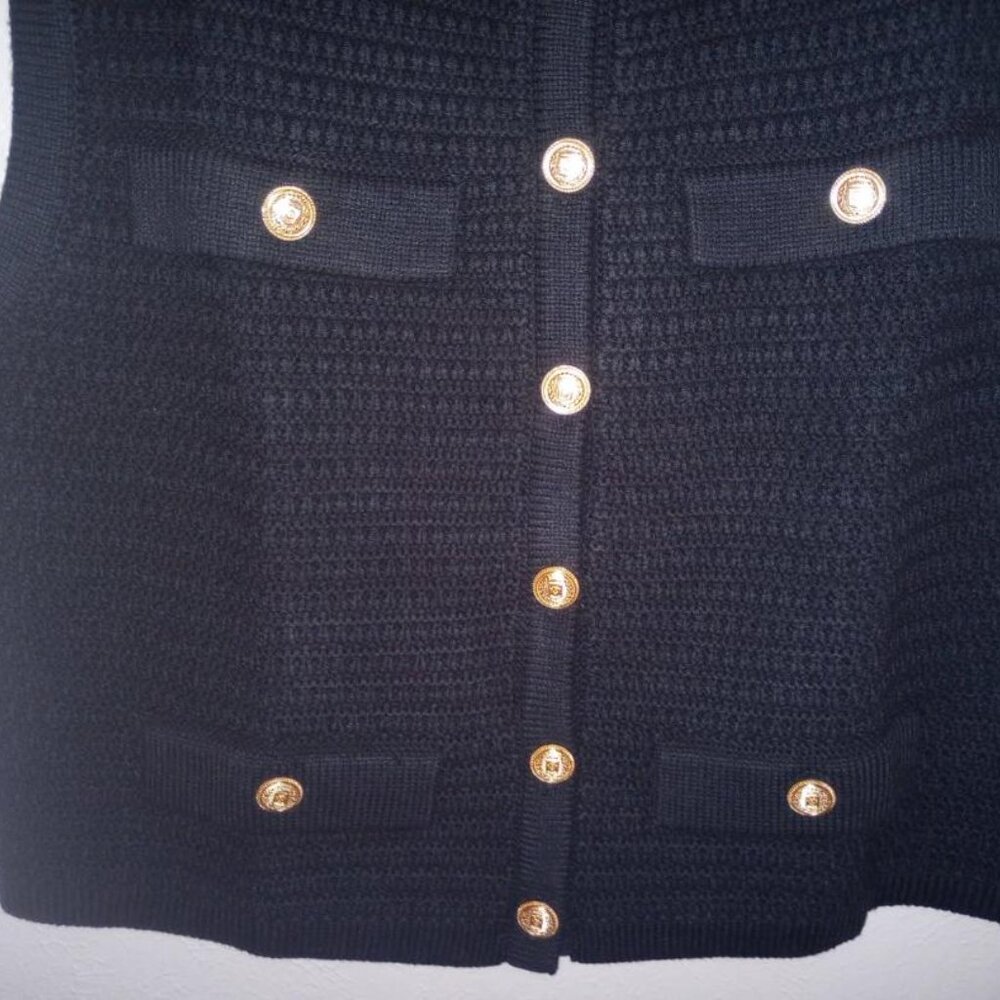 Blank NYC Women's Size Large Black Knit Sleeveless Button Vest NWT - Picture 2 of 3